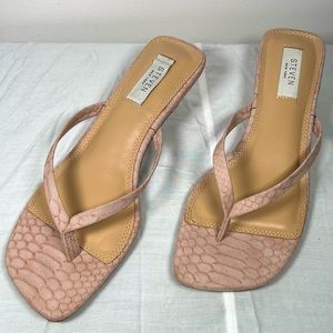 Steven New York Babydoll Pink Reptile Kitten pump sandals